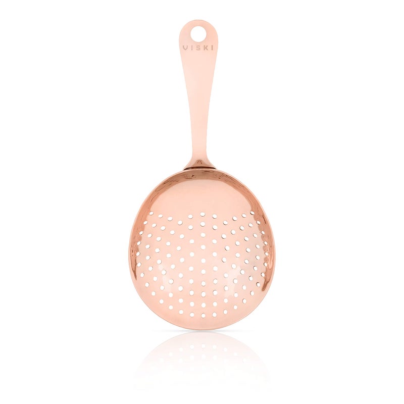 Viski Julep Stainless Steel Cocktail Strainer, Bar Tools, Drinks Spoon for Bartenders and Mixologists, Home or Commercial Use, Professional Metal Barware, Copper - Image 1